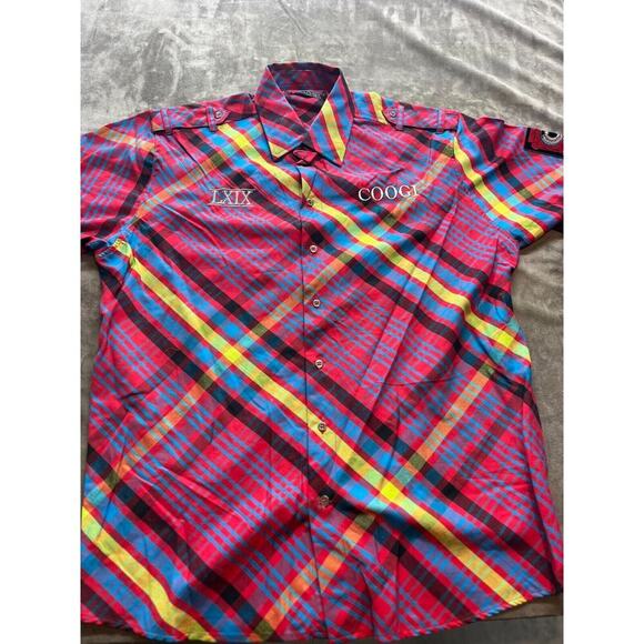 COOGI Shirt Mens XL Red Country Club Patch Button Up Epaulets MCM L/S Pockets - Picture 1 of 8
